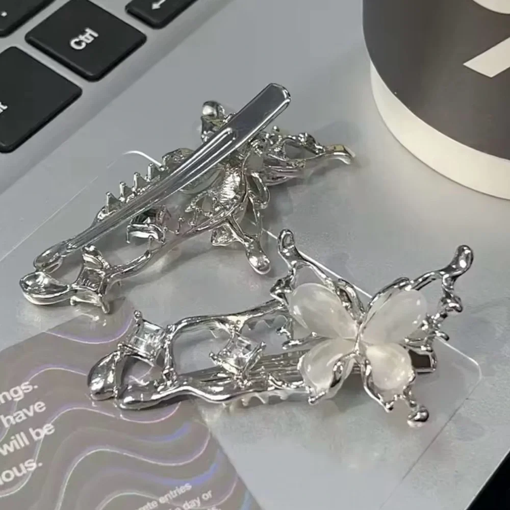 Silver Butterfly Hair Clips